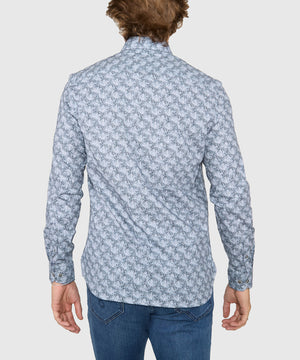 Westport Black Long Sleeve Hidden Button Down Collar Printed Sport Shirt