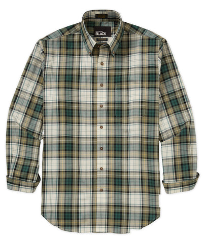 Westport Black Long Sleeve Button Down Collar Cotton Wool Sport Shirt, Men's Big & Tall