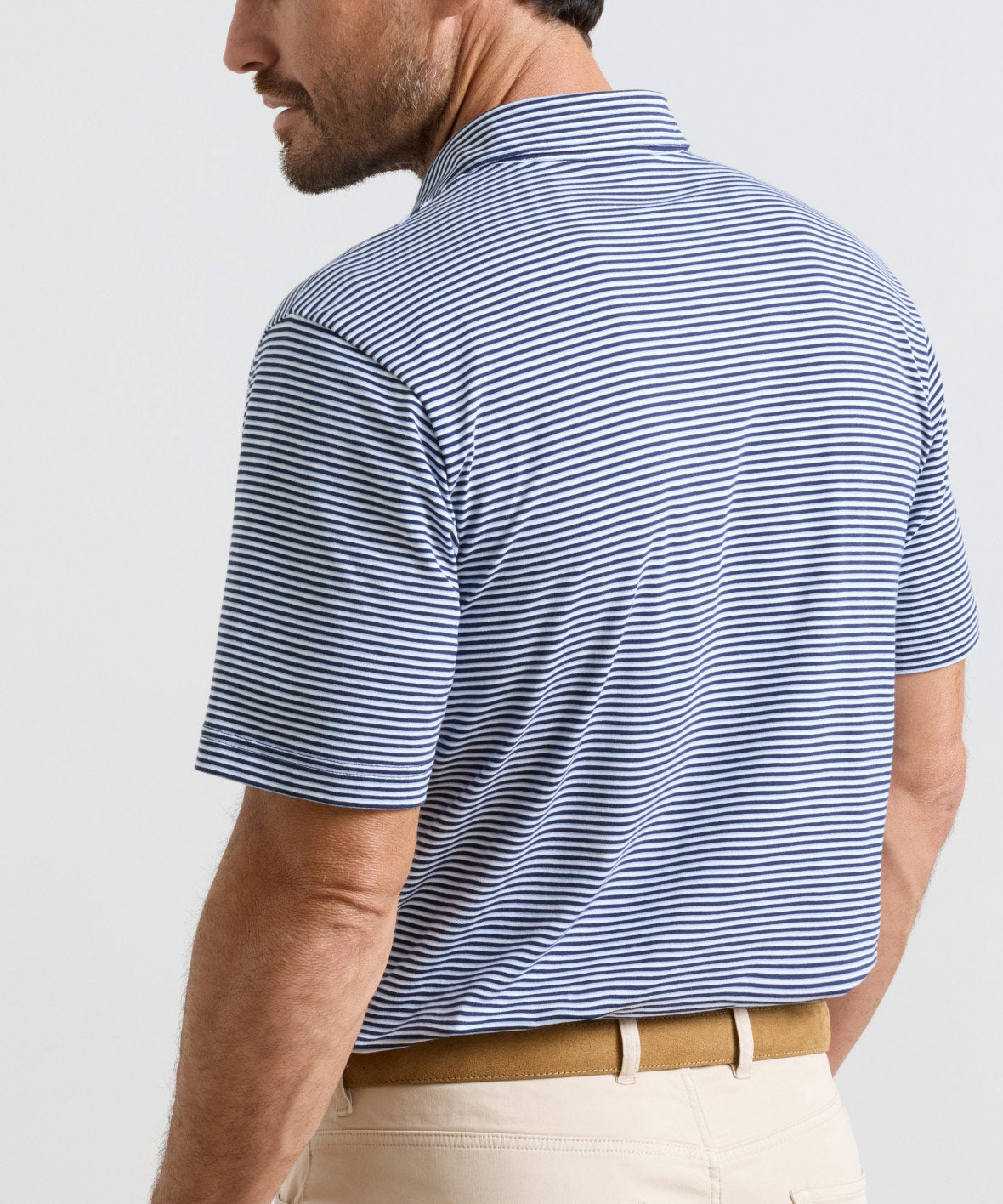 Peter Millar Calvert Stripe Crown Flex Short Sleeve Cotton Polo, Men's Big & Tall