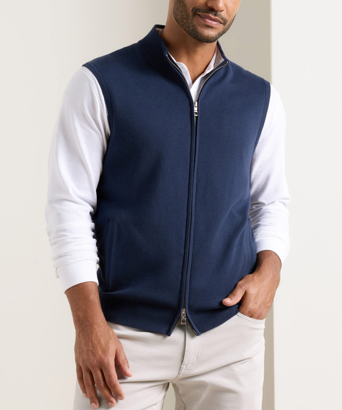 Peter Millar Coolspun Lite Full Zip Sweater Vest, Men's Big & Tall