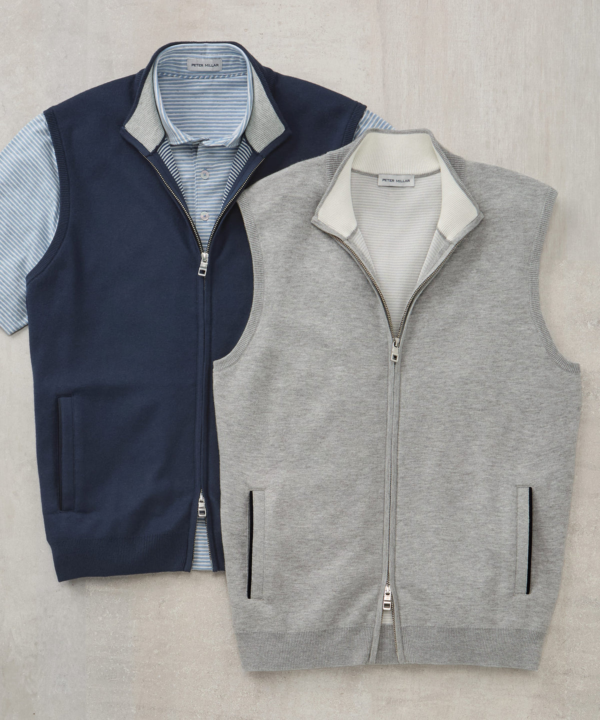 Peter Millar Coolspun Lite Full Zip Sweater Vest, Men's Big & Tall