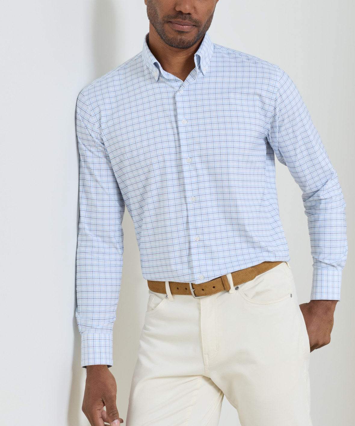 Peter Millar Casey Long Sleeve Performance Twill Sport Shirt, Men's Big & Tall