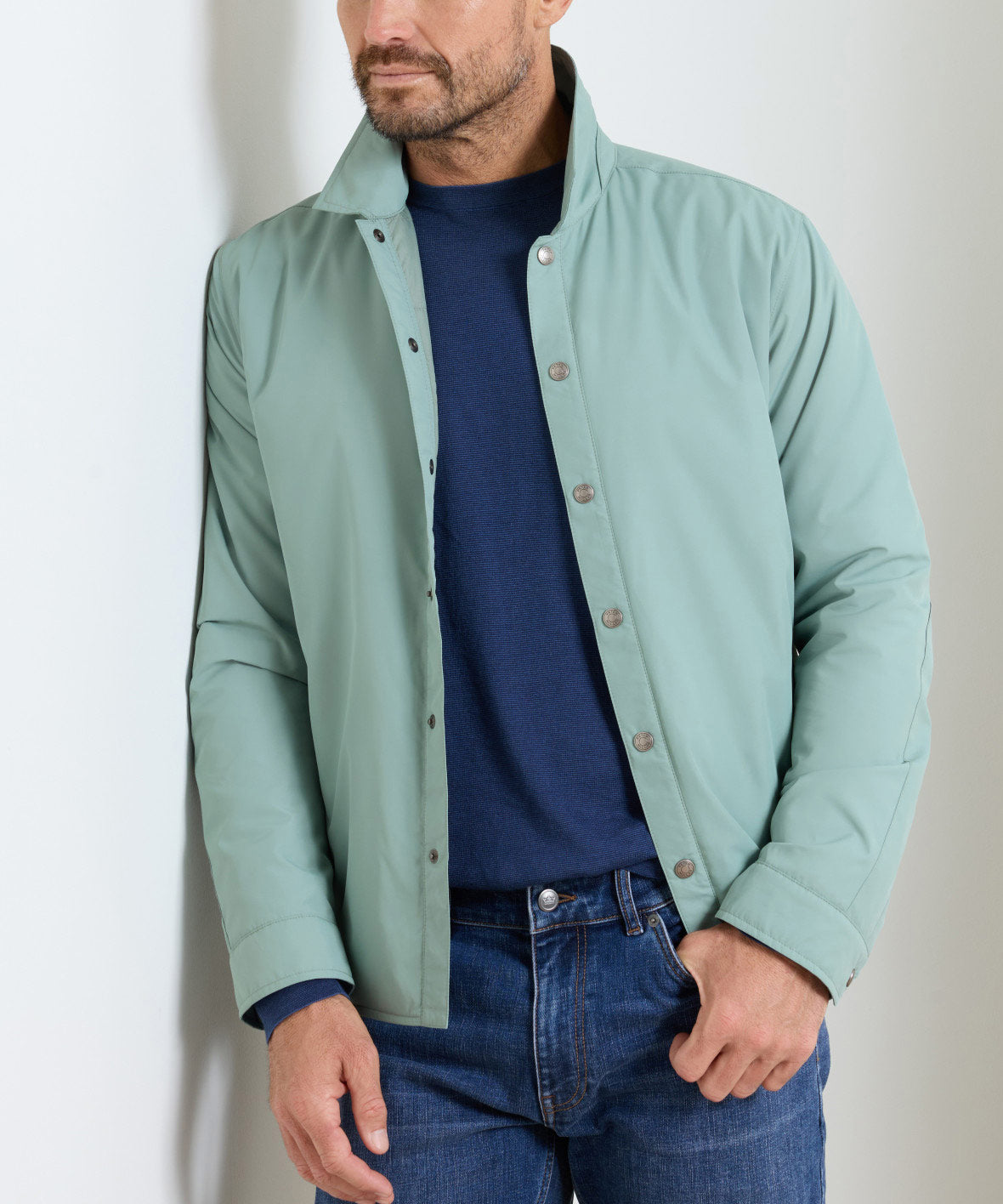 Men's Big & Tall Peter Millar Brighton Shirt Jacket Windsor Blue / 2XB Men's Big & Tall Peter Millar Brighton Shirt Jacket Windsor Blue / 2XB