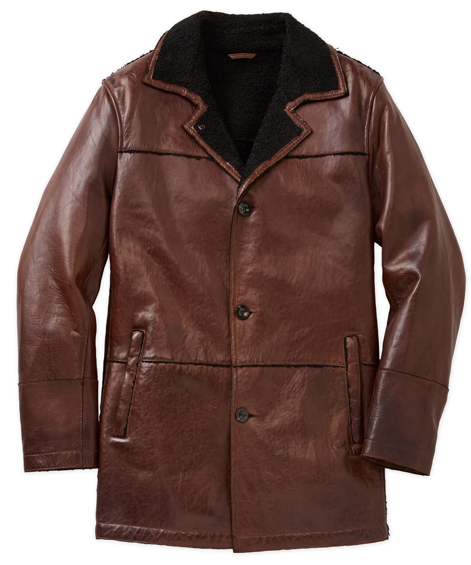 Westport Black Big & Tall Mid-Length Lamb Leather Jacket