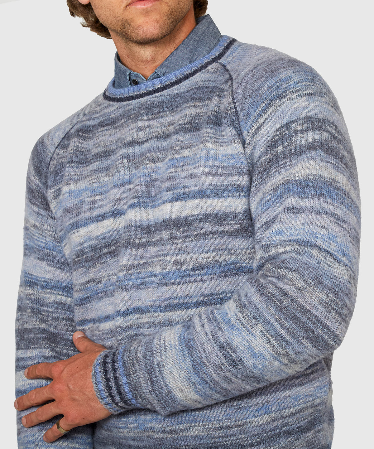 Westport Black Brushed Alpaca Space Dye Crew T-Shirt, Men's Big & Tall