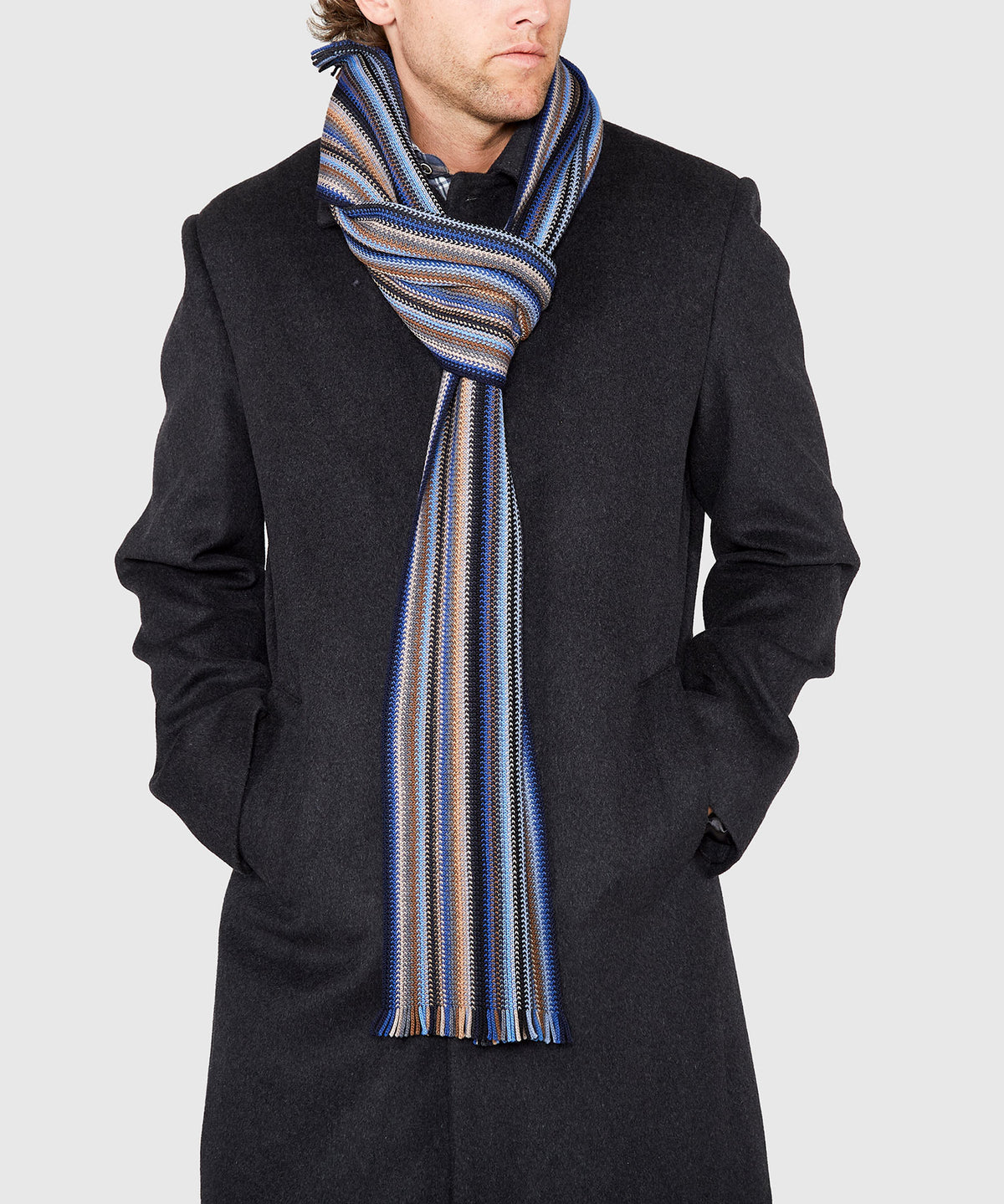 Westport Black Multi Color Knit Scarf, Men's Big & Tall