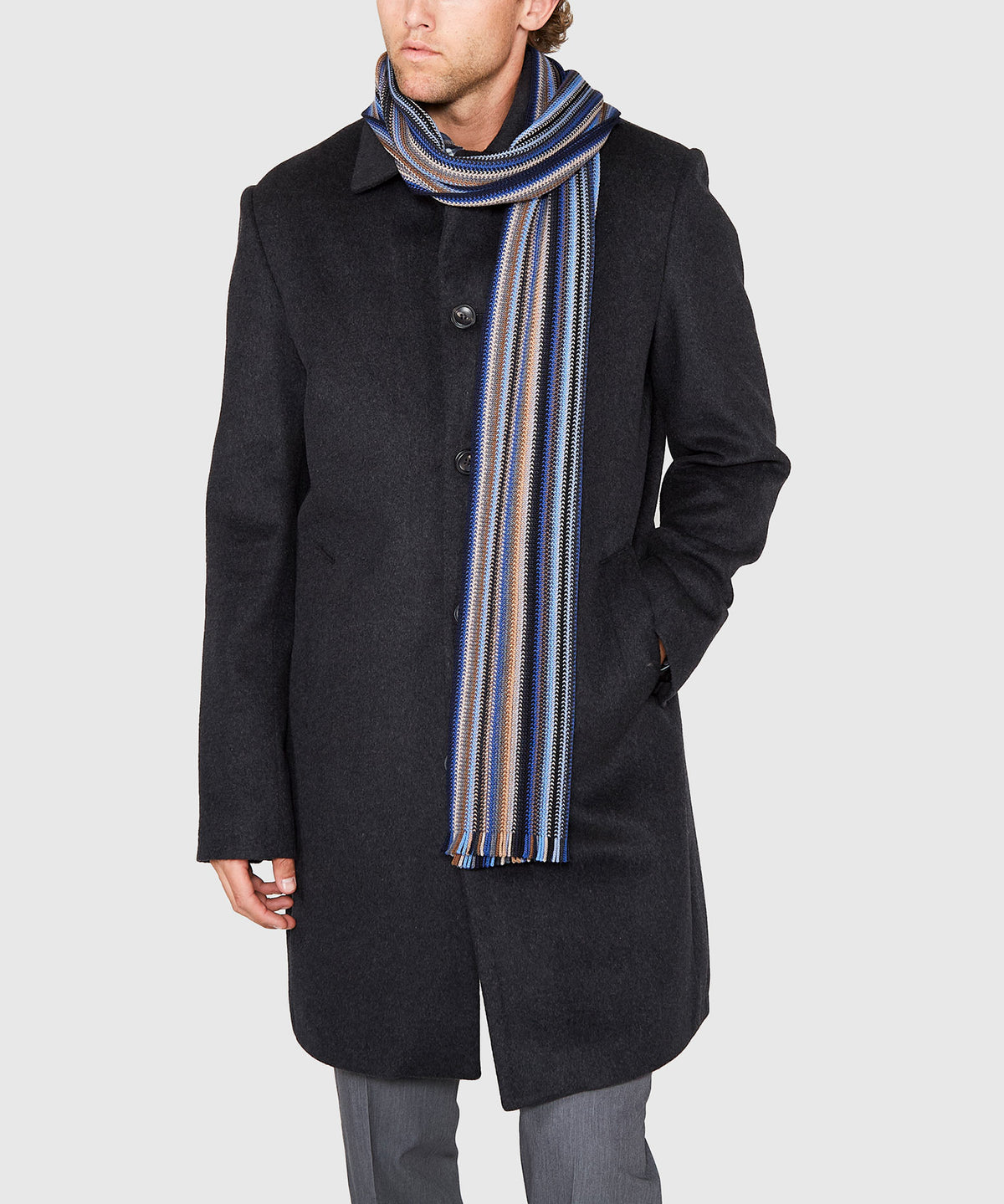 Westport Black Multi Color Knit Scarf, Men's Big & Tall