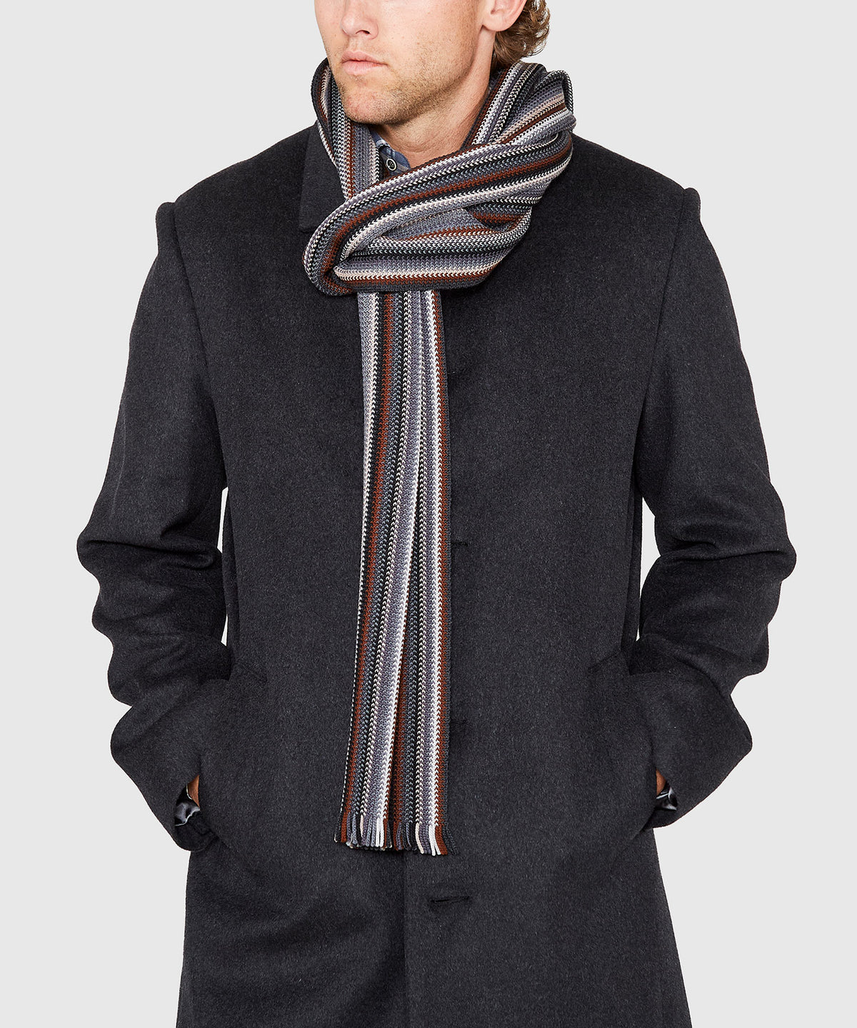 Westport Black Multi Color Knit Scarf, Men's Big & Tall