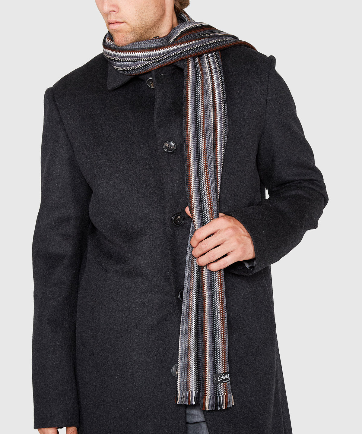 Westport Black Multi Color Knit Scarf, Men's Big & Tall
