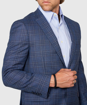 Westport Black Two Button Side Vent Plaid Sport Coat