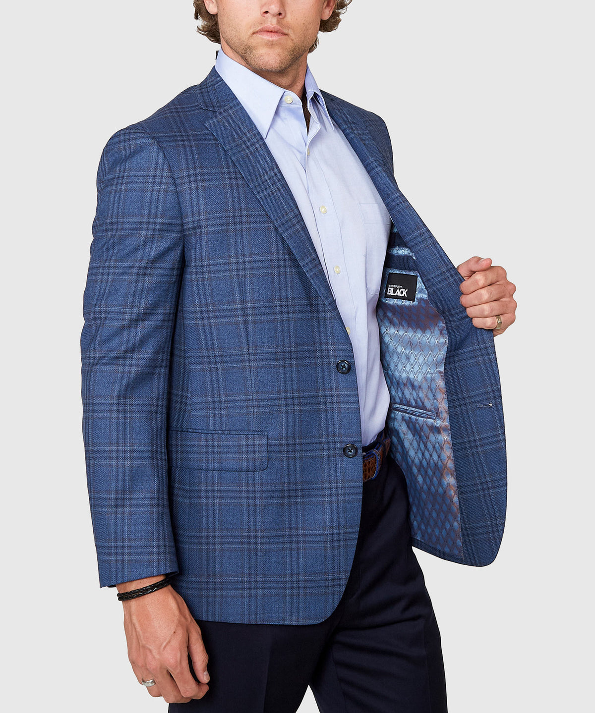 Westport Black Two Button Side Vent Plaid Sport Coat, Men's Big & Tall