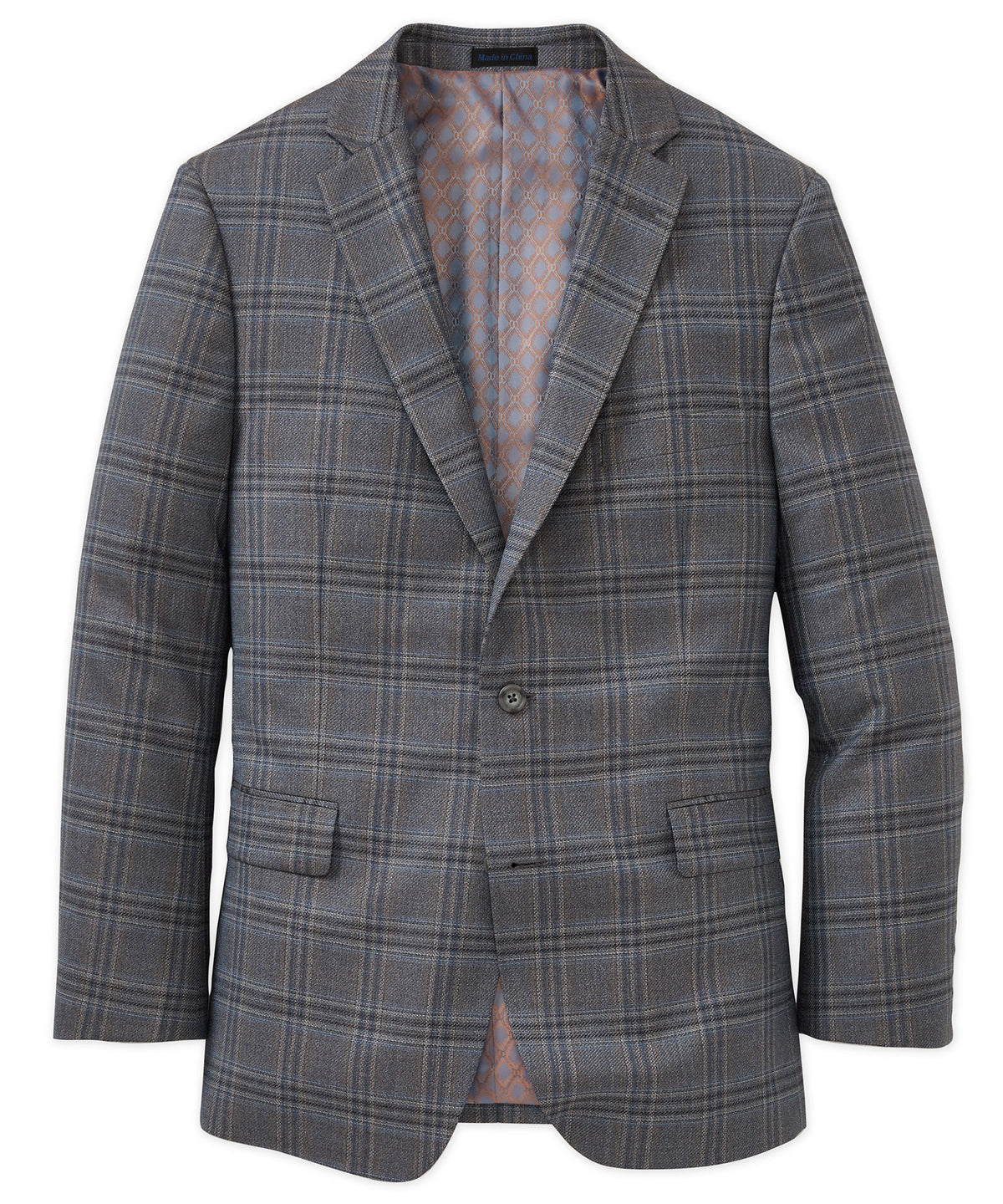 Westport Black Two Button Side Vent Windowpane Sport Coat, Men's Big & Tall