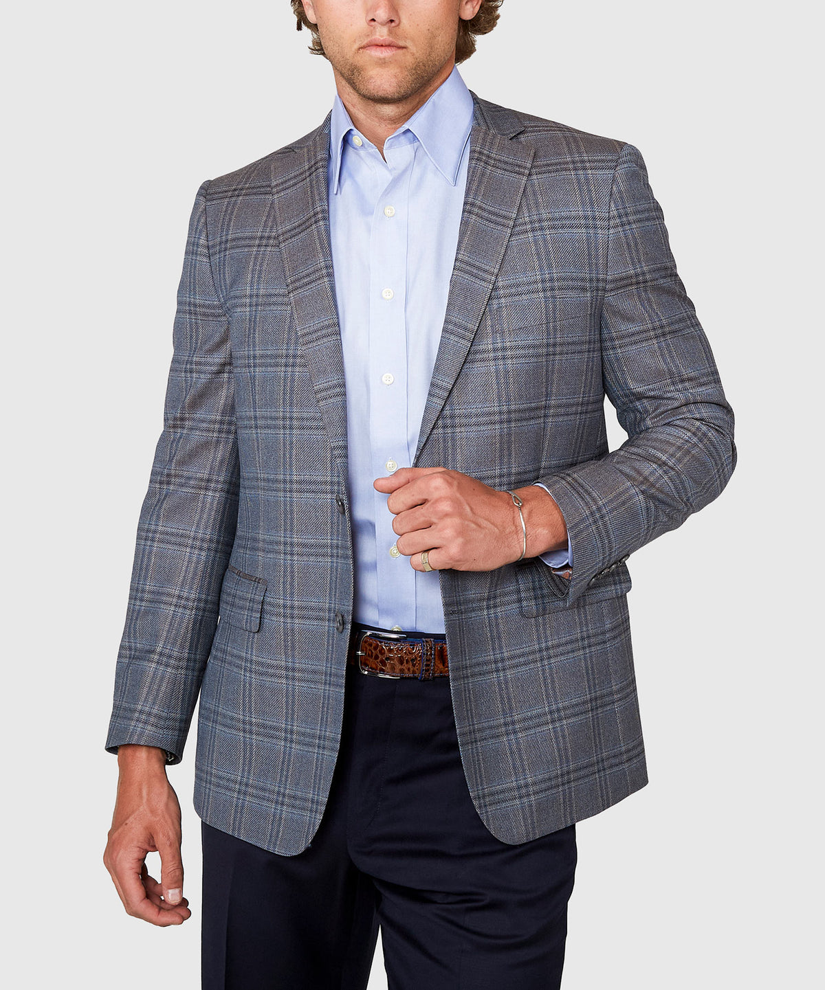 Westport Black Two Button Side Vent Windowpane Sport Coat, Men's Big & Tall