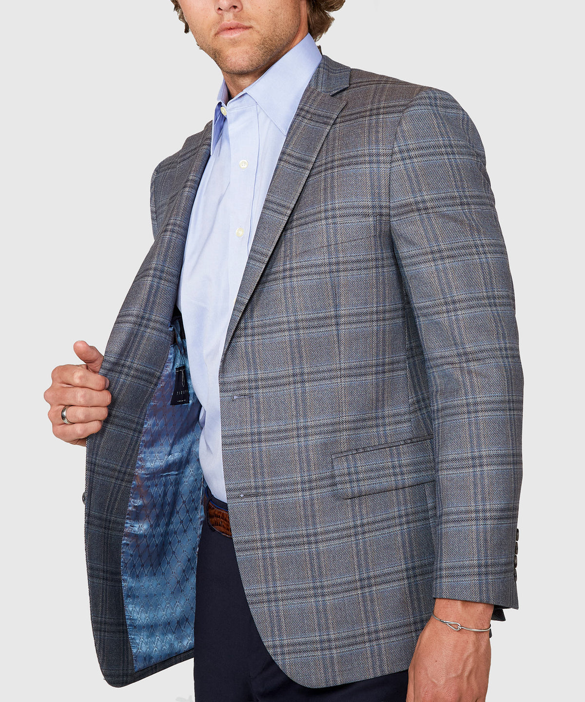 Westport Black Two Button Side Vent Windowpane Sport Coat, Men's Big & Tall