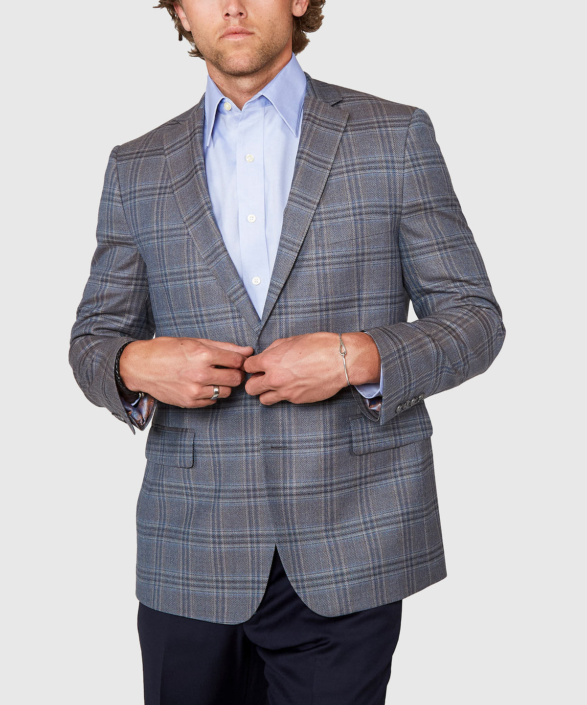 Westport Black Two Button Side Vent Windowpane Sport Coat, Men's Big & Tall