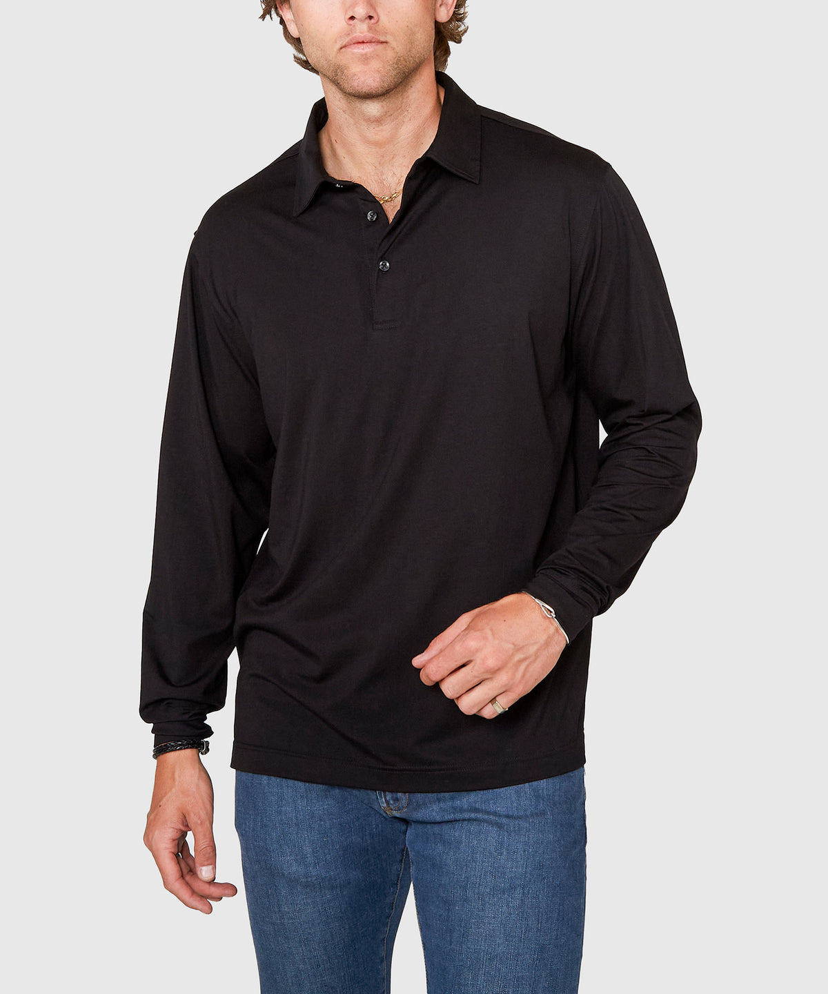 Westport No-Tuck Long Sleeve Cotton Rich Performance Polo, Men's Big & Tall