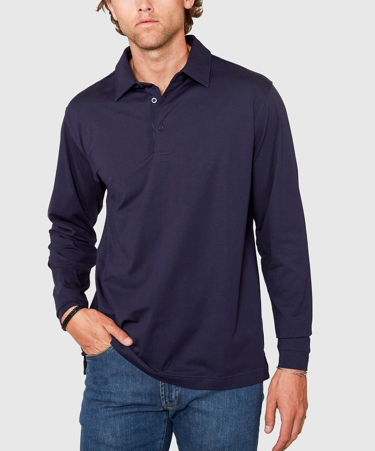 Westport No-Tuck Long Sleeve Cotton Rich Performance Polo, Men's Big & Tall