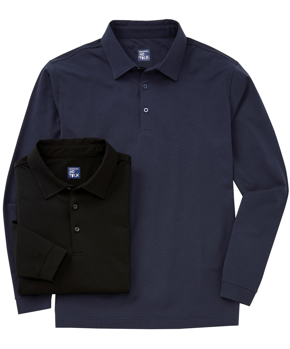 Westport No-Tuck Long Sleeve Cotton Rich Performance Polo, Men's Big & Tall
