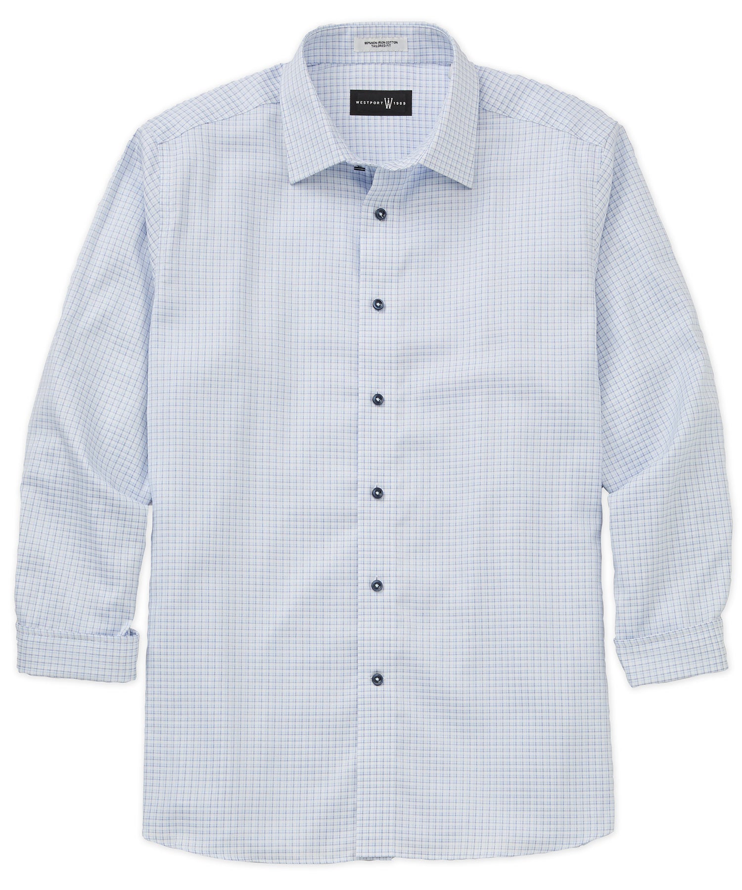 Westport 1989 Long Sleeve Spread Collar Shadow Check Dress Shirt, Men's Big & Tall