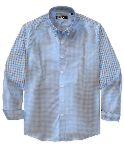 Westport Black Long Sleeve Button Down Performance Tattersall Sport Shirt, Men's Big & Tall