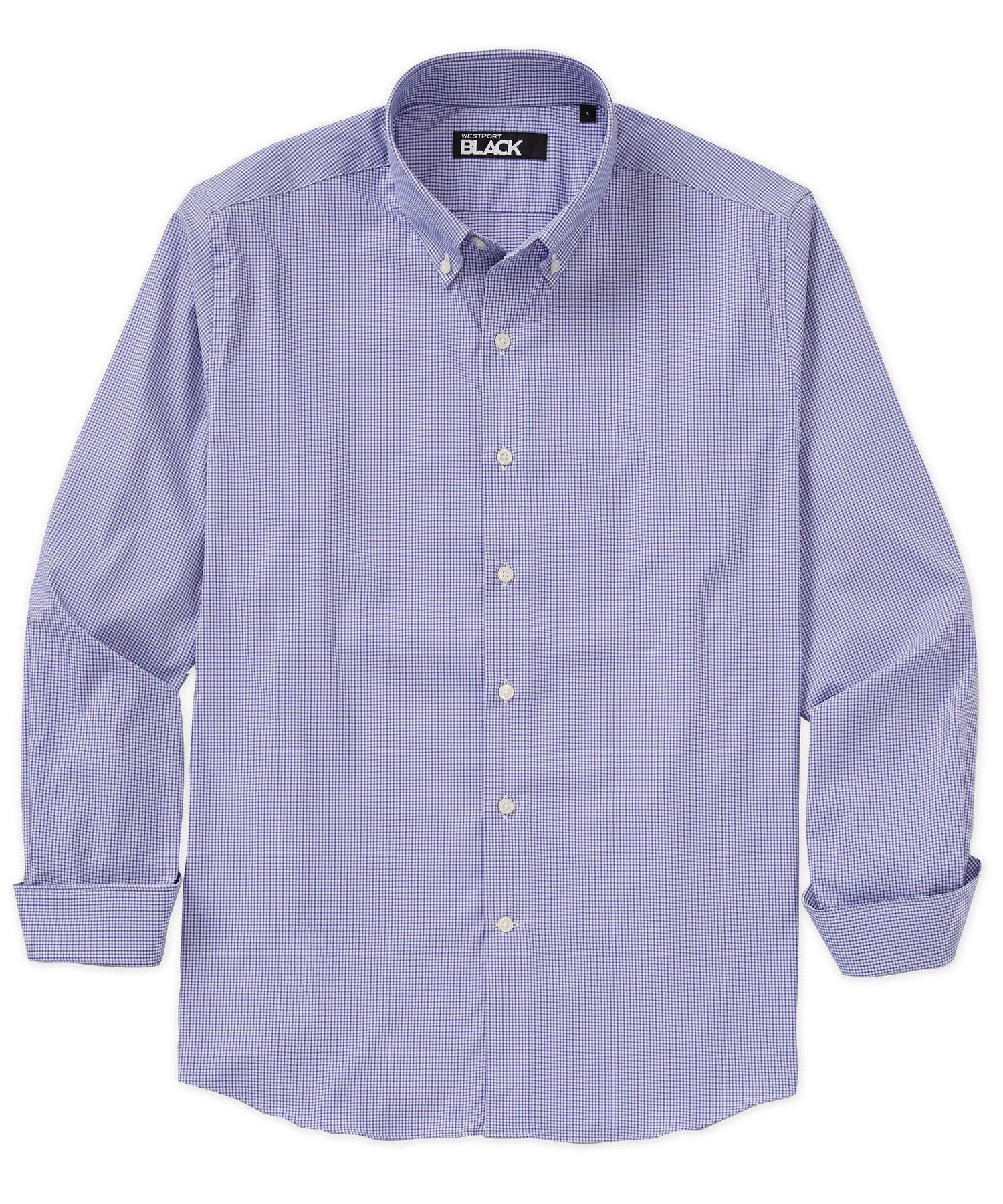 Westport Black Long Sleeve Button Down Performance Tattersall Sport Shirt, Men's Big & Tall