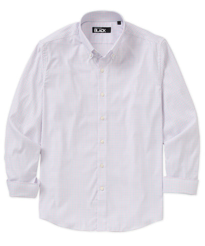 Westport Black Long Sleeve Button Down Collar Performance Plaid Sport Shirt, Men's Big & Tall