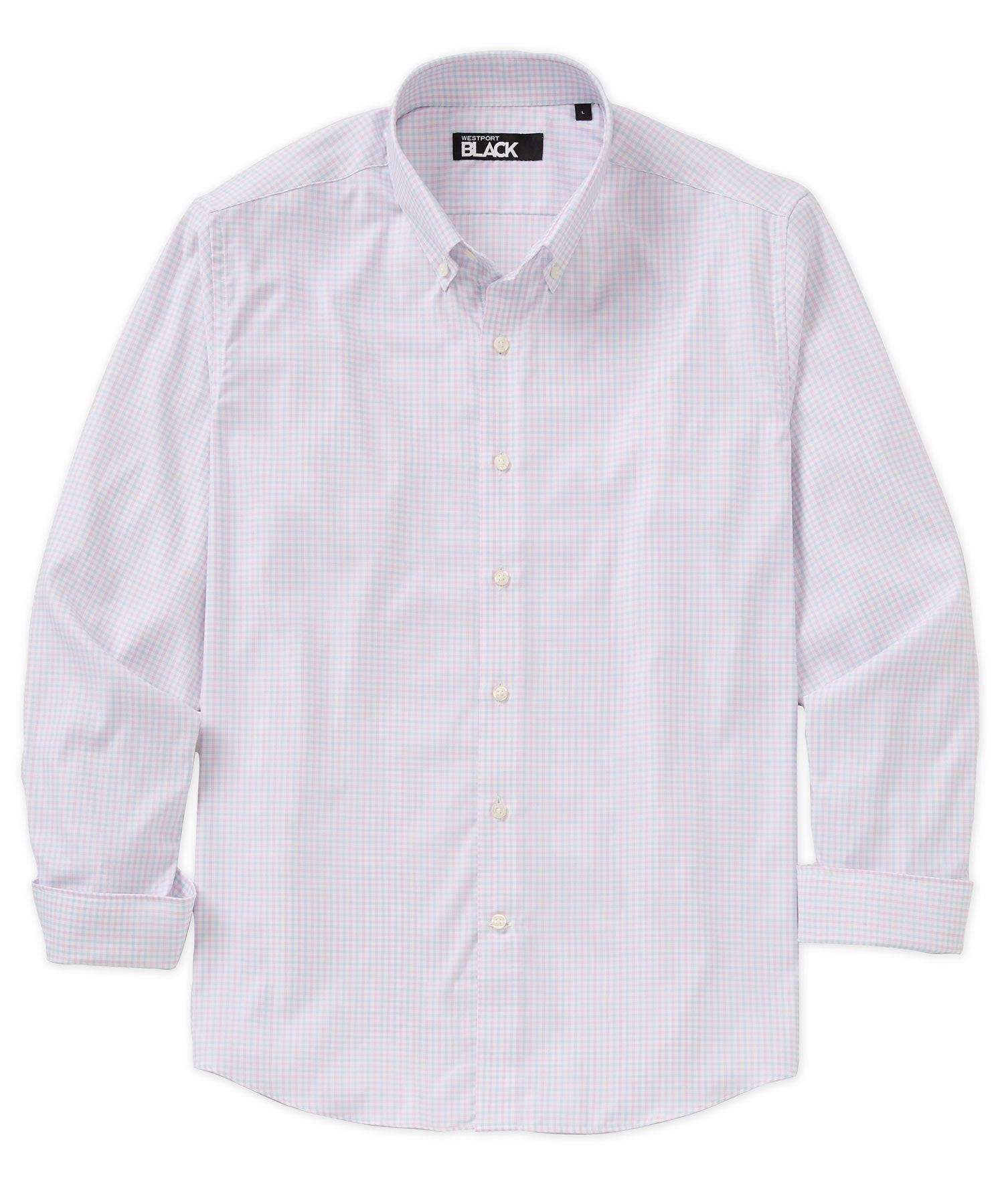 Westport Black Long Sleeve Button Down Collar Performance Plaid Sport Shirt, Men's Big & Tall