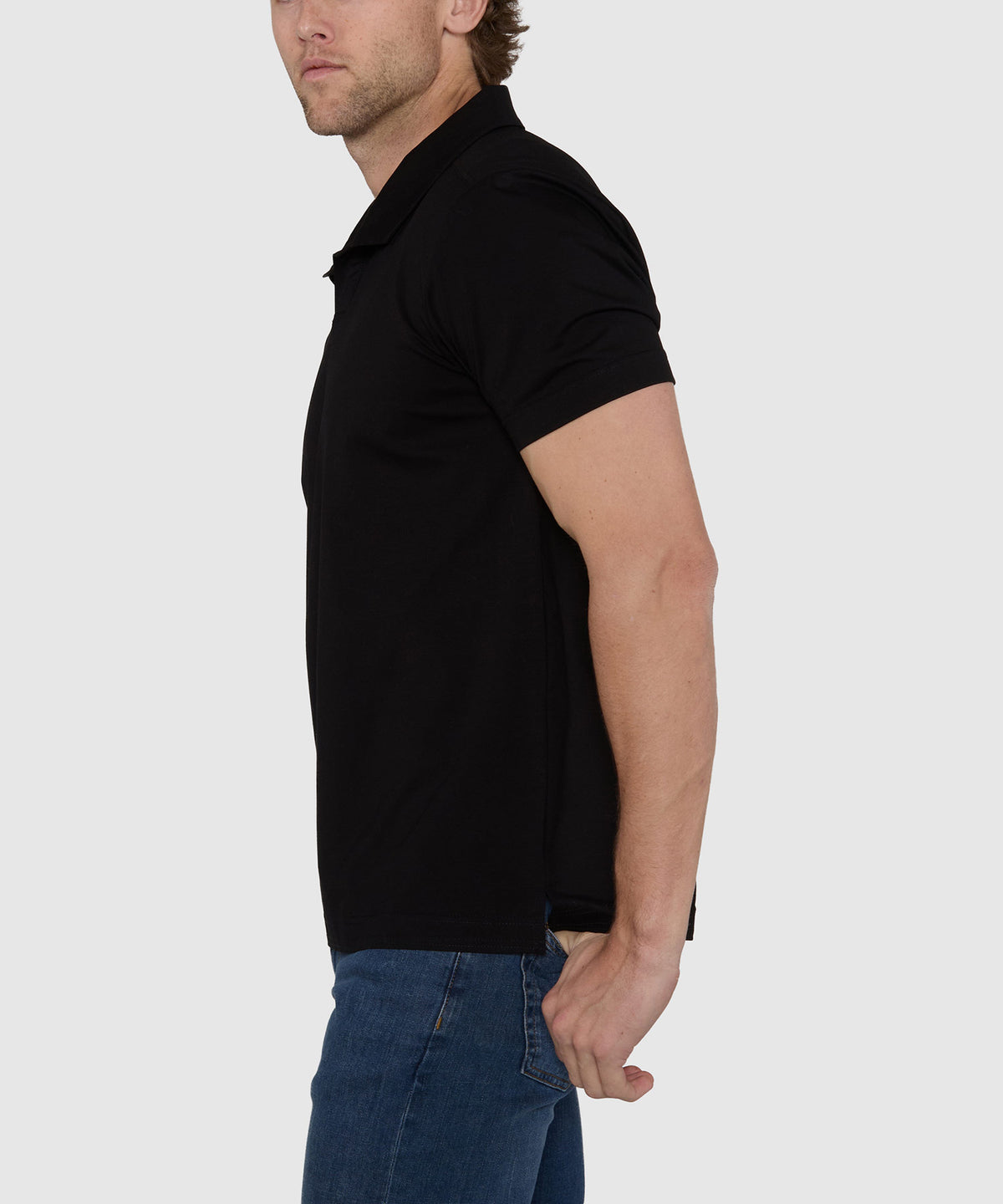 Westport No-Tuck Short Sleeve Cotton Performance Stretch Johnny Collar Knit Shirt, Men's Big & Tall