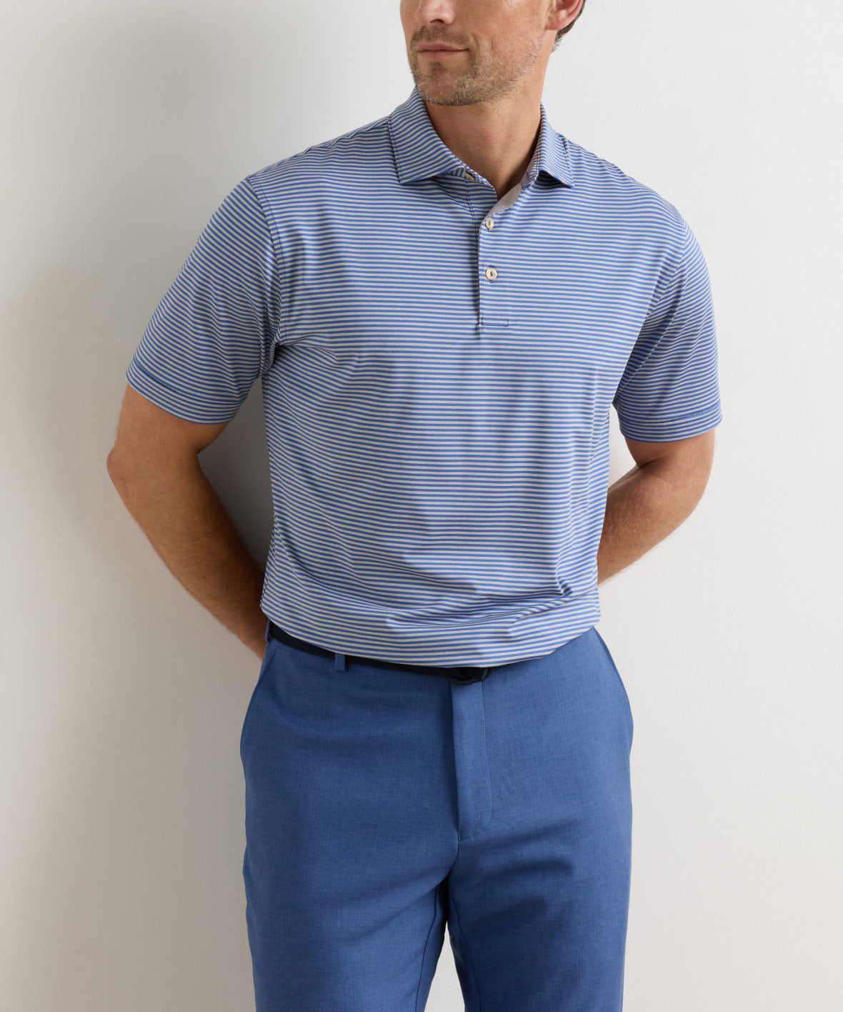 Peter Millar Hales Stripe Short Sleeve Performance Polo, Men's Big & Tall