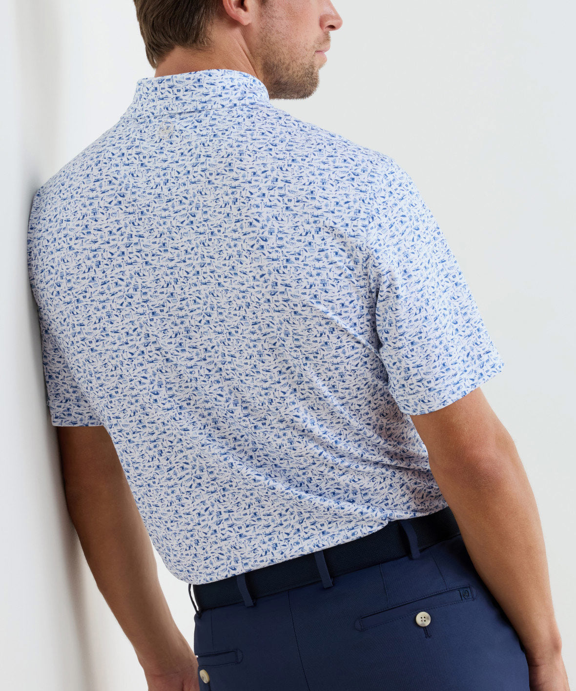Peter Millar Coastline Print Short Sleeve Performance Polo, Men's Big & Tall