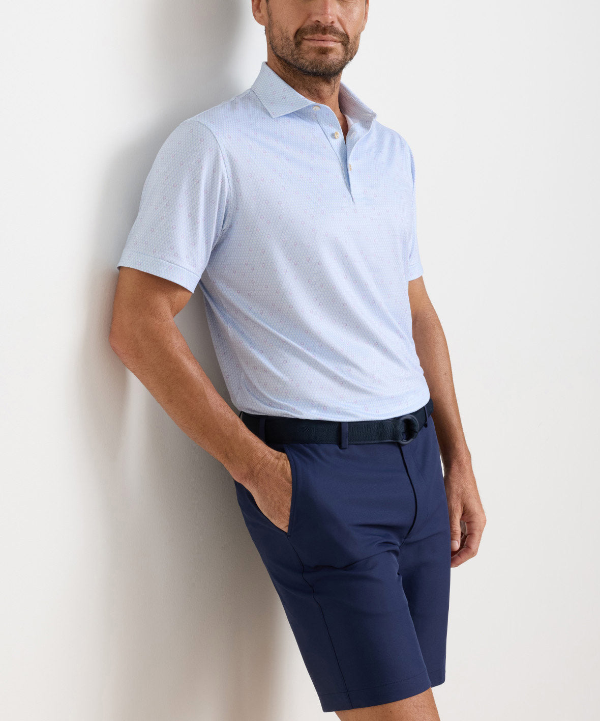 Peter Millar Geo Skull Print Short Sleeve Performance Polo, Men's Big & Tall