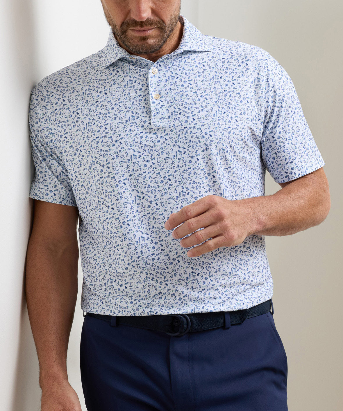 Peter Millar Tarantino Print Short Sleeve Performance Polo, Men's Big & Tall