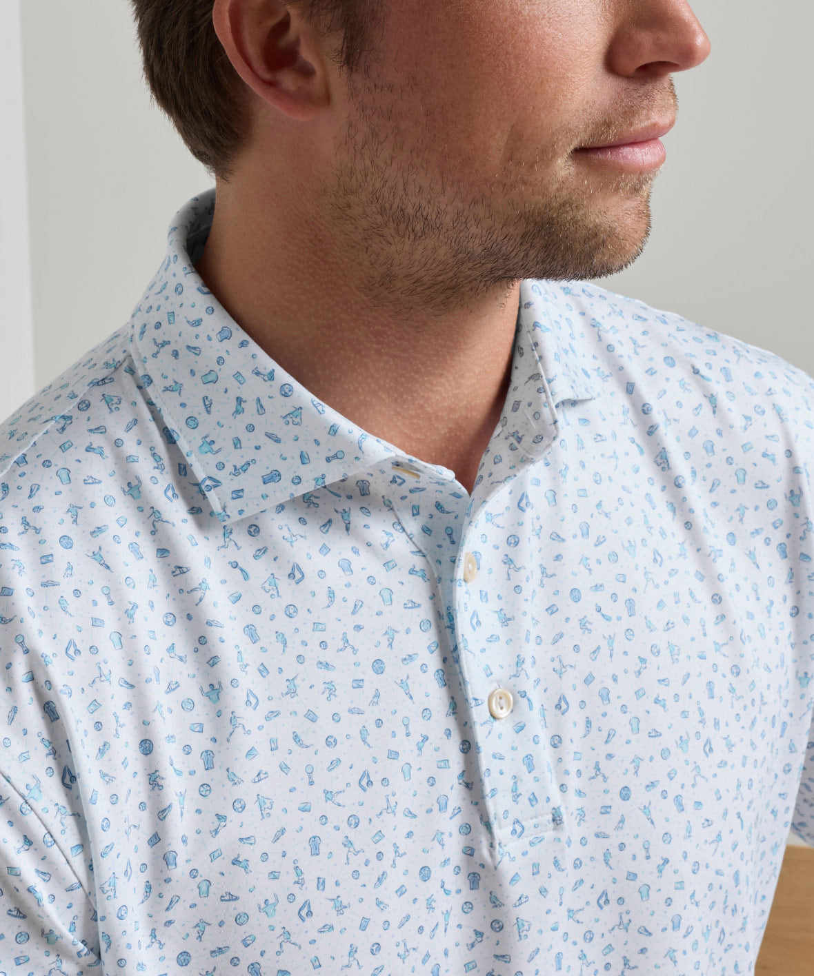 Peter Millar Goalie Print Short Sleeve Performance Polo, Men's Big & Tall