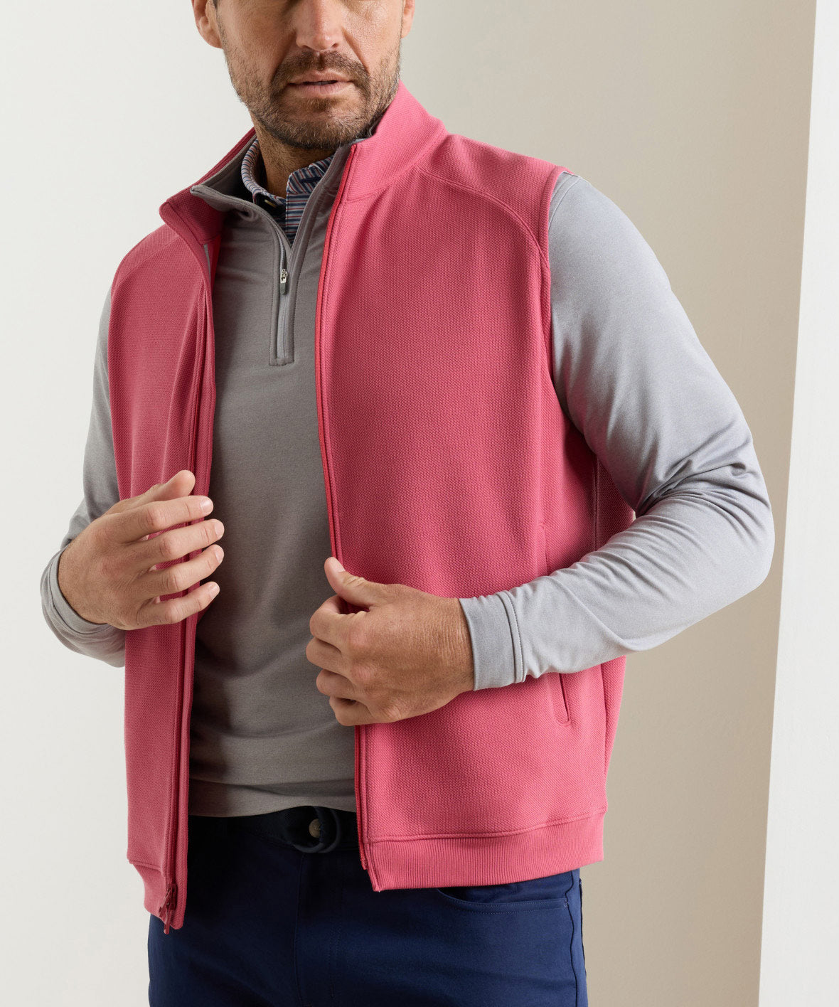 Peter Millar Cradle Pique Full Zip Vest, Men's Big & Tall