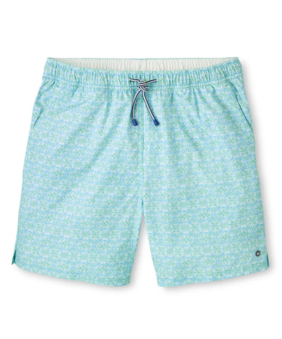 Peter Millar Tide Lines Print Swim Trunk, Men's Big & Tall