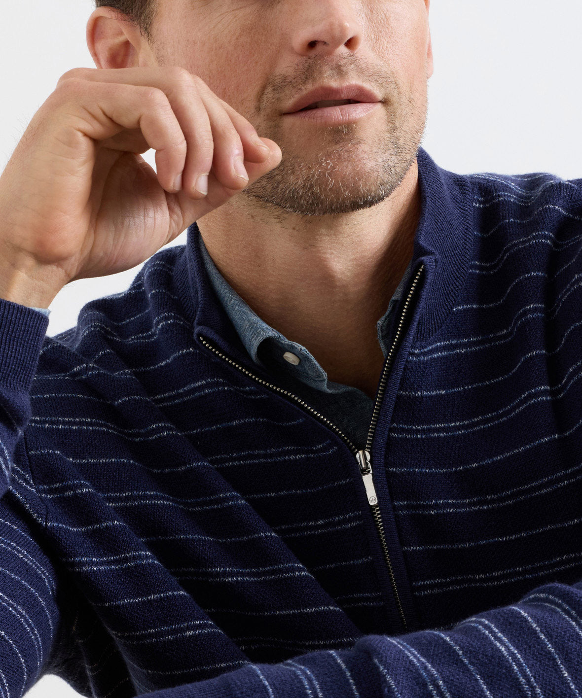 Peter Millar Saratoga Stripe Quarter Zip Sweater, Men's Big & Tall