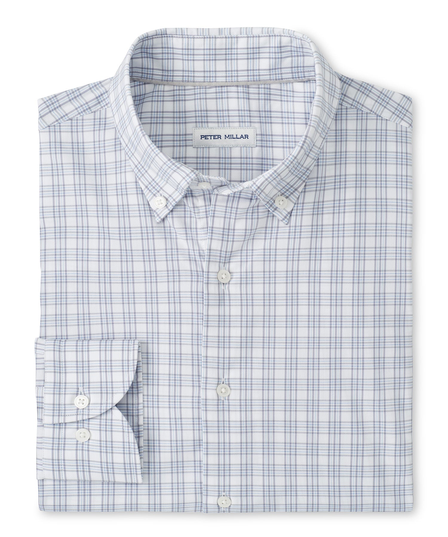 Men's Big & Tall Peter Millar Douglas Crown Light Long Sleeve Sport Shirt Gale Grey / 4XB