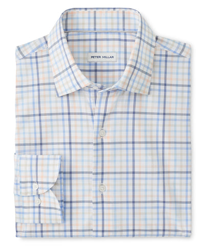 Peter Millar Long Sleeve Spread Collar Warren Crown Lite Sport Shirt, Men's Big & Tall