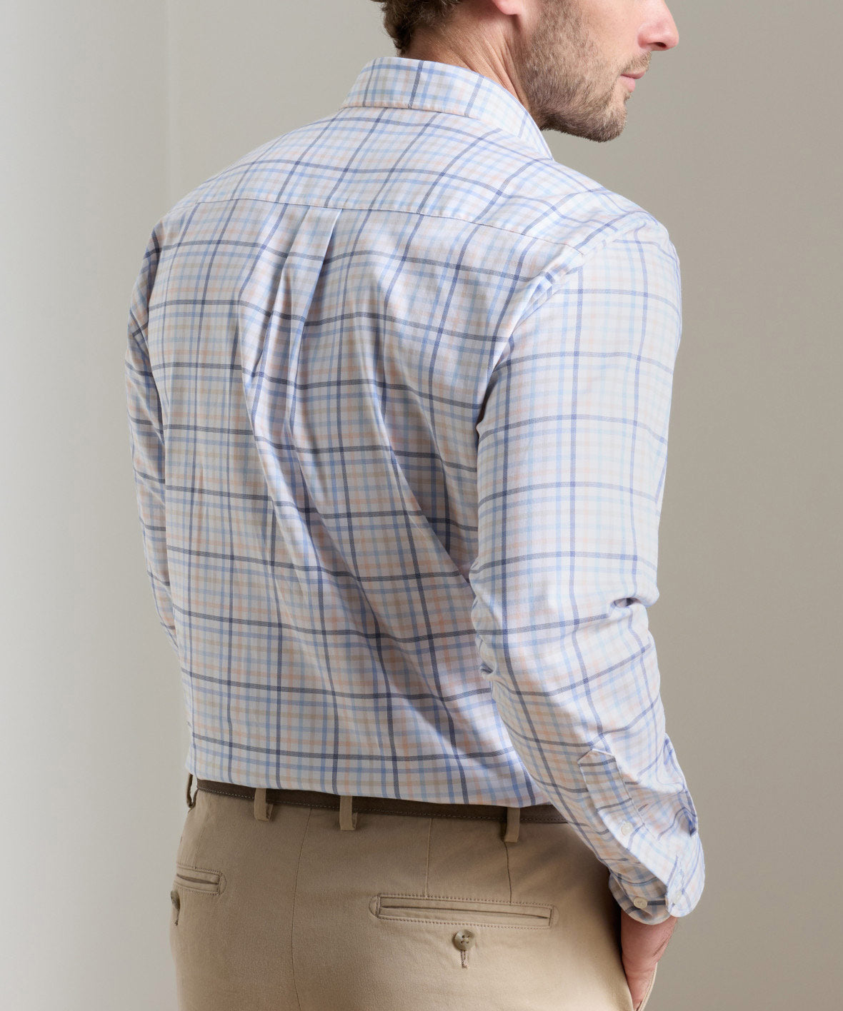 Peter Millar Long Sleeve Spread Collar Warren Crown Lite Sport Shirt, Men's Big & Tall