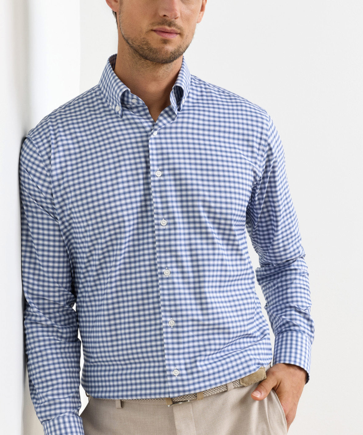 Peter Millar Lewis Performance Long Sleeve Twill Sport Shirt, Men's Big & Tall