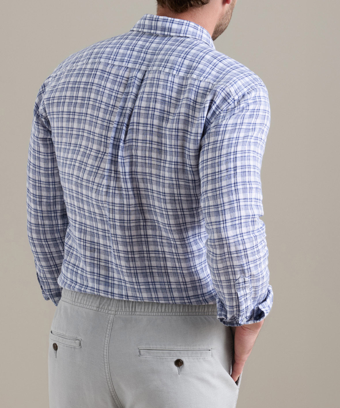 Peter Millar Sandbar Linen Long Sleeve Sport Shirt, Men's Big & Tall