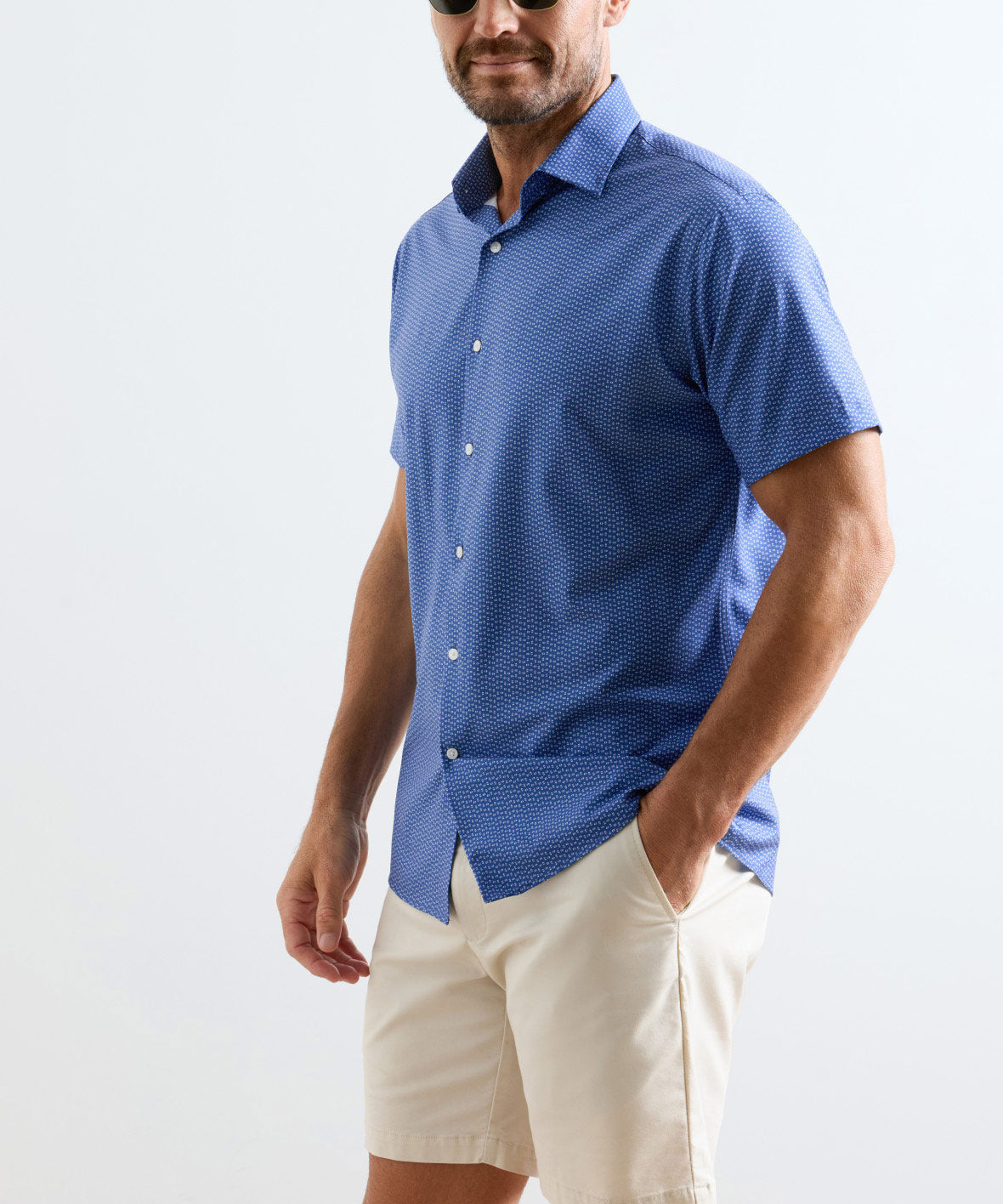 Peter Millar Jackson Performance Short Sleeve Poplin Sport Shirt, Men's Big & Tall