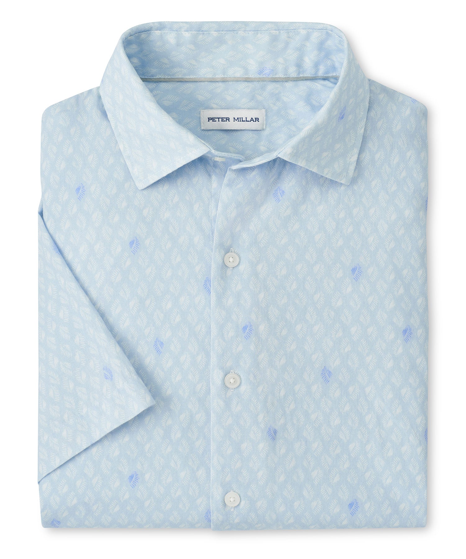 Men's Big & Tall Peter Millar White Haven Short Sleeve Sport Shirt Stream Blue / 4XB