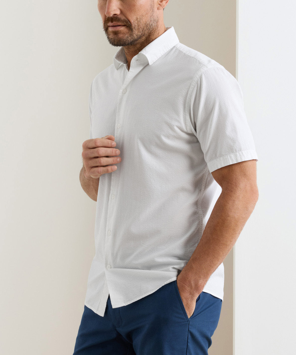 Men's Big & Tall Peter Millar Seaward Short Sleeve Sport Shirt White / 2XB Men's Big & Tall Peter Millar Seaward Short Sleeve Sport Shirt White / 2XB