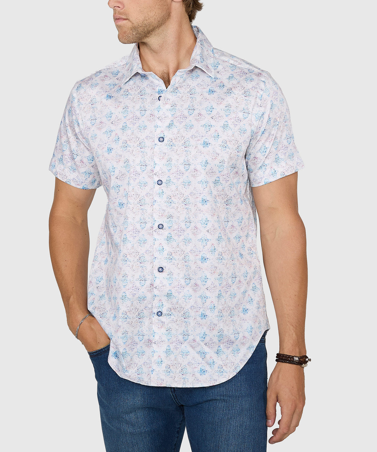 Men's Big & Tall Robert Graham Short Sleeve Greatorex Sport Shirt Multi / 3XT