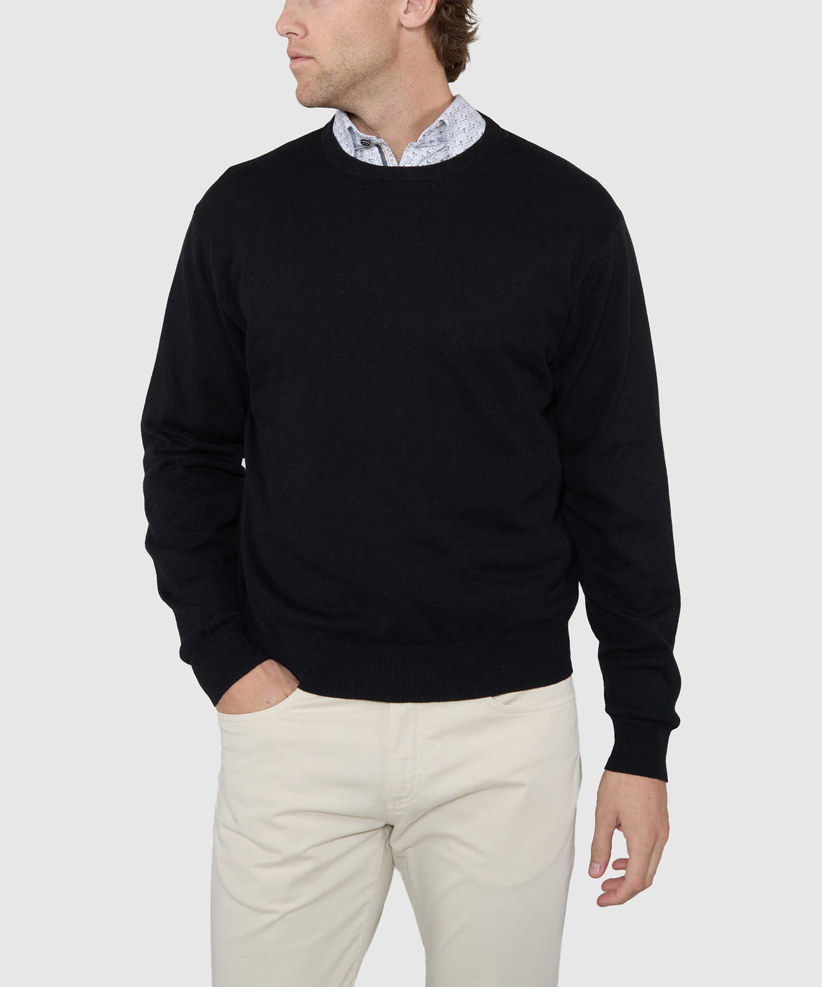 Westport Black Summer Saltwater Crew Pullover, Men's Big & Tall