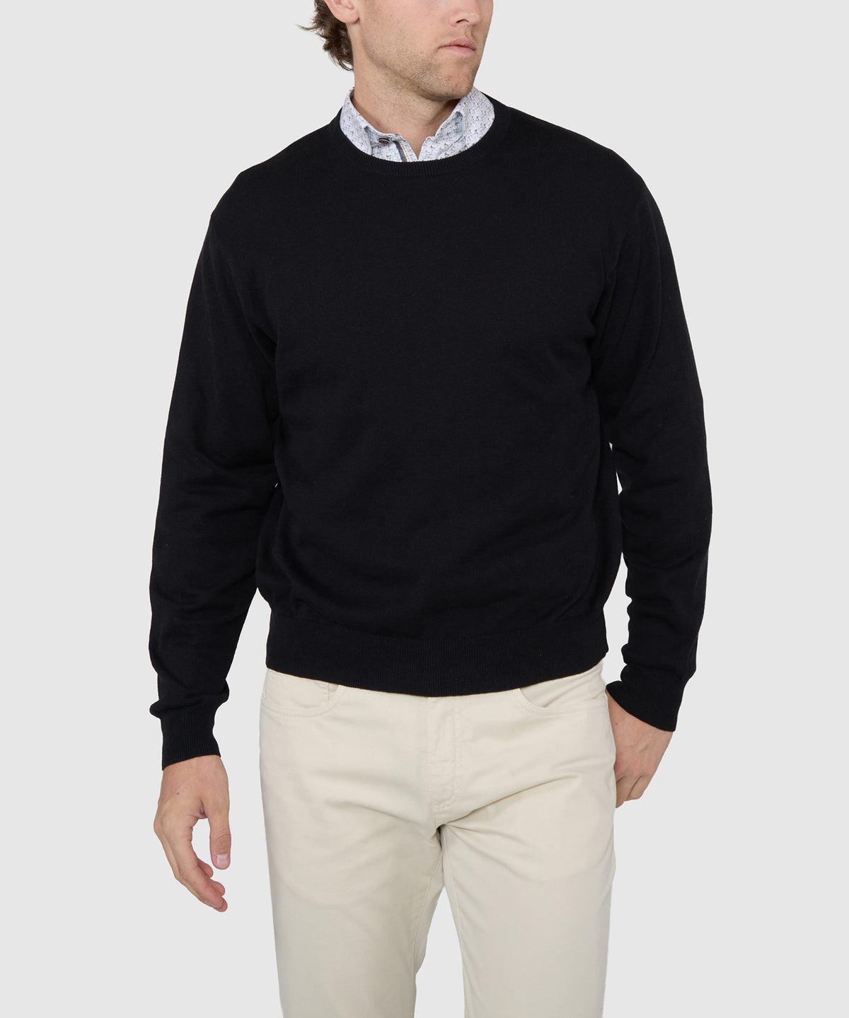 Westport Black Summer Saltwater Crew Pullover, Men's Big & Tall