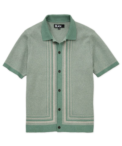 Westport Black Short Sleeve Bennett Button Front Polo, Men's Big & Tall