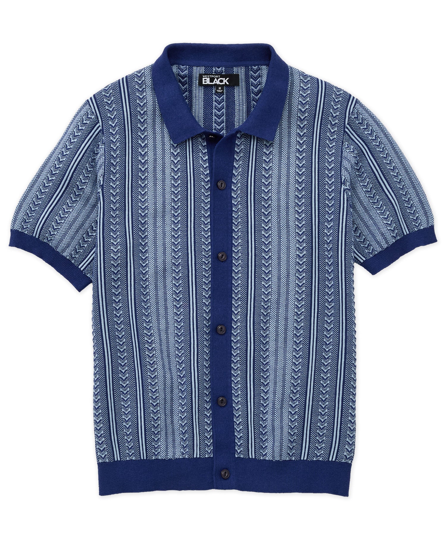 Westport Black Short Sleeve Damone Button Front Polo