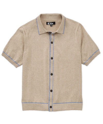 Westport Black Short Sleeve Darin Button Front Polo, Men's Big & Tall